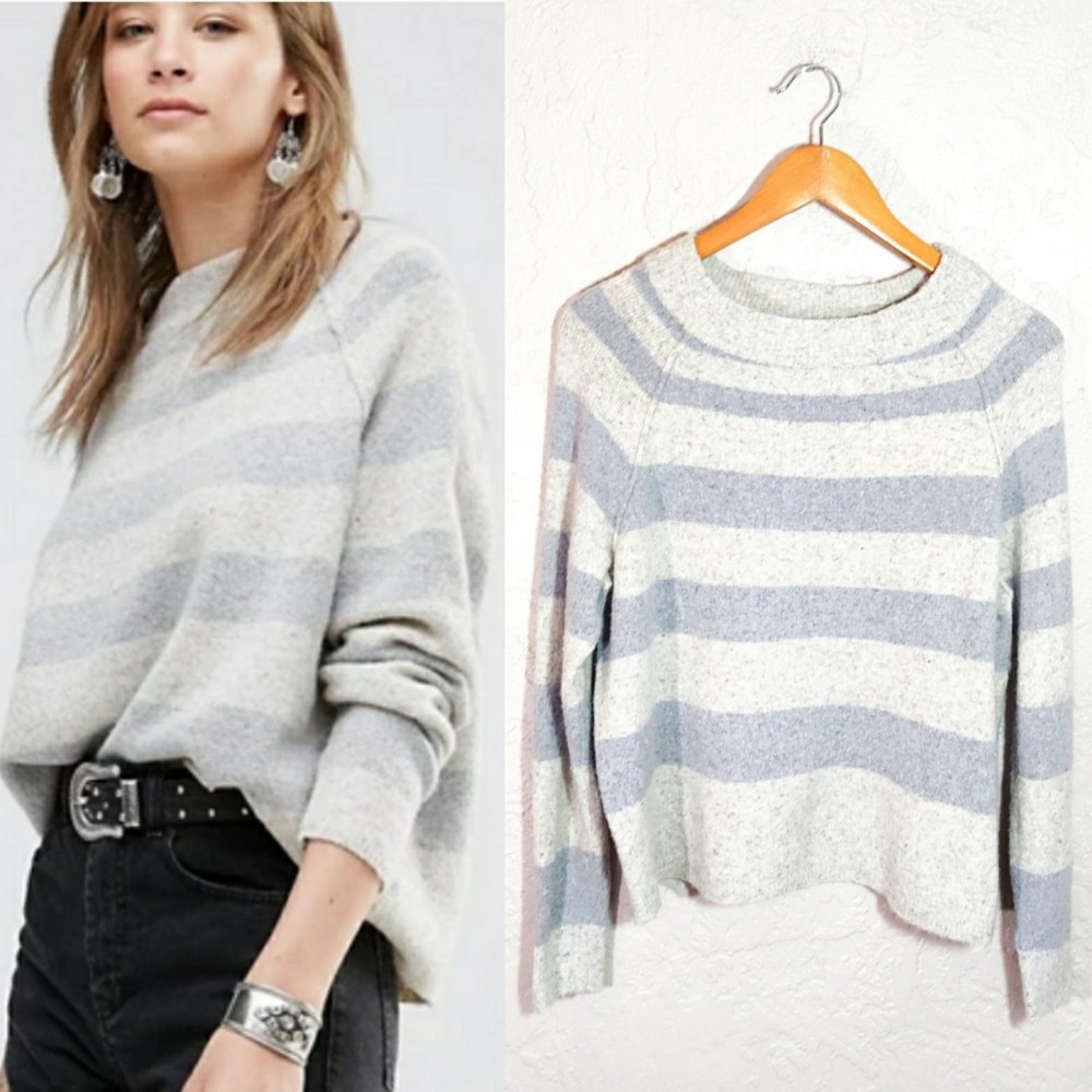 Free People Speckled Bubble Striped Sweater XS